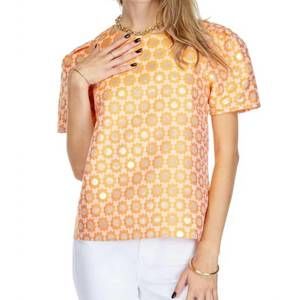 NEW JOY JOY short sleeve printed blouse in orange daisy